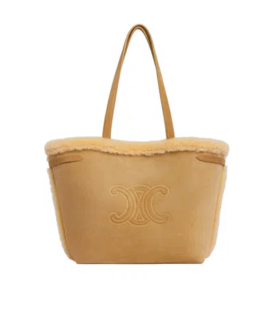Celine Logo Shoulder Bag In Natural
