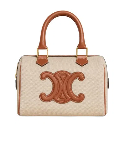 Celine Logo Shoulder Bag In Nude