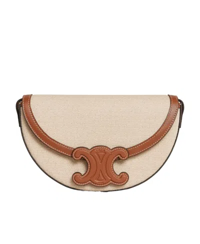Celine Logo Shoulder Bag In Nude