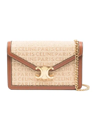 Celine Logo Shoulder Bag In Nude