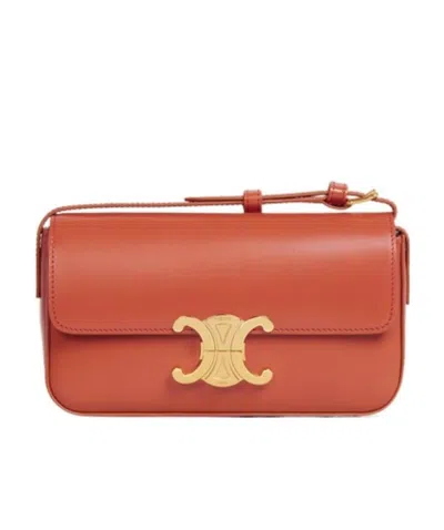 Celine Logo Shoulder Bag In Orange