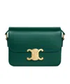 Celine Ten Triomphe Clamshell Shoulder Bag In Racing Green
