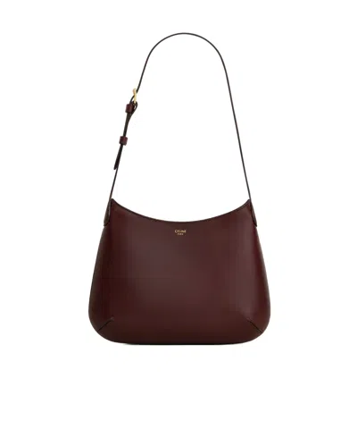 Celine Logo Shoulder Bag In Red