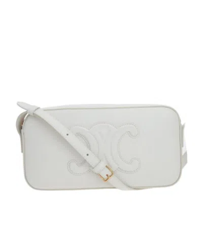 Celine Logo Shoulder Bag In White