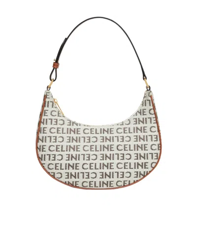 Celine Logo Shoulder Bag In White