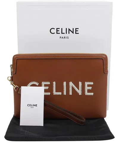 Pre-owned Celine Logo Small Strap Pouch (authentic Pre-loved)