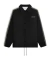Celine Striped Webbing-trimmed Logo-print Nylon Jacket In Black