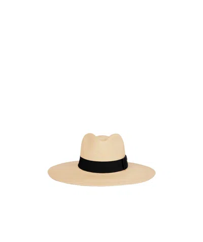 Celine Logo Straw Hat In Nude