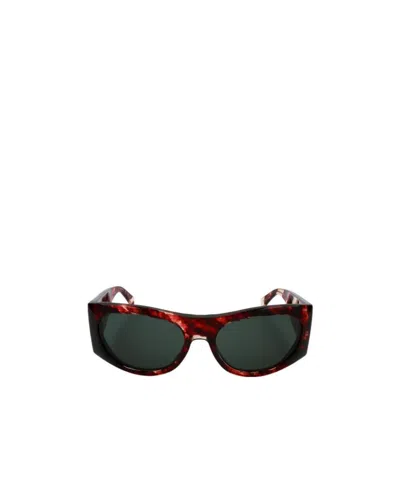 Celine Logo Striped Sunglasses In Brown