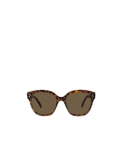 Celine Logo Sunglasses In Brown