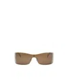 Celine Maxi Triomphe Metal Rectangular Shield Sunglasses In Brown