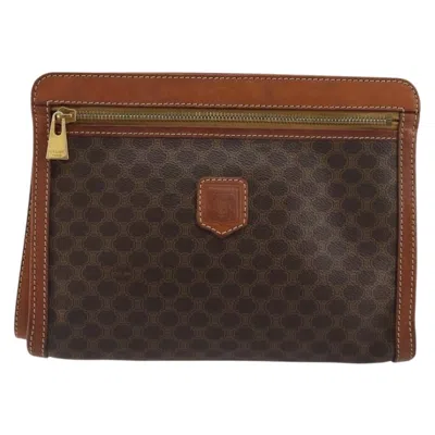 Pre-owned Celine Logo Triomphe Canvas And Leather Brown Canvas Clutche & Pouche Bag ()