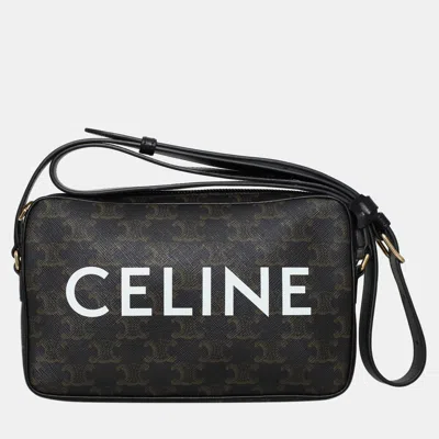 Pre-owned Celine Logo Triomphe Crossbody Bag In Black