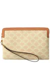 Celine Logo Triomphe Small Canvas Pouch In Brown