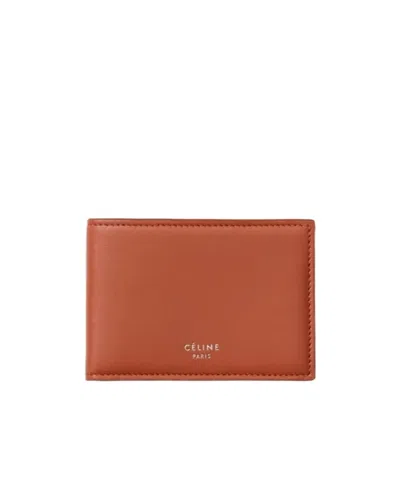 Celine Logo Wallet In Brown