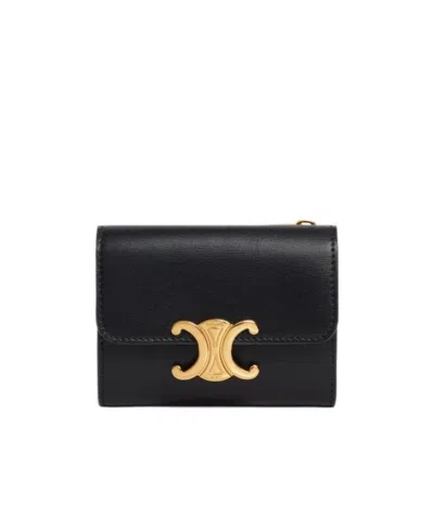 Celine Logo Wallet In Black