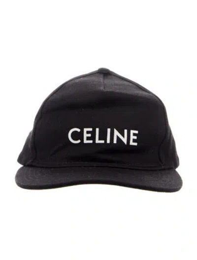 Pre-owned Celine Logo Woven Snapback Hat In Black