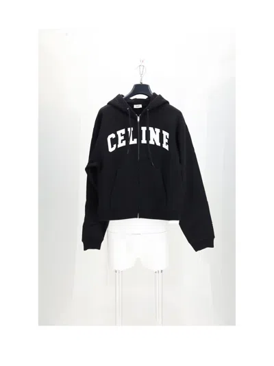 Celine Logo Zipped Hoodie Sweatshirt In Multi
