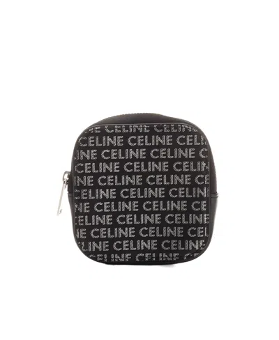 Celine Logo Zipper Wallet In Black