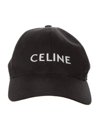 Pre-owned Celine Logo-embroidered Cap In Black