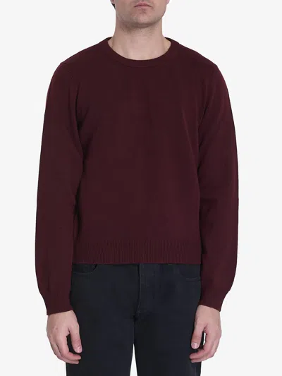 Celine Logo-embroidered Wool And Cashmere-blend Sweater In Burgundy
