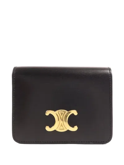Pre-owned Celine Logo-plaque Wallet In Black