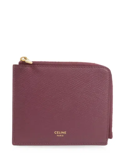 Pre-owned Celine Logo-print Zipped Wallet In Red