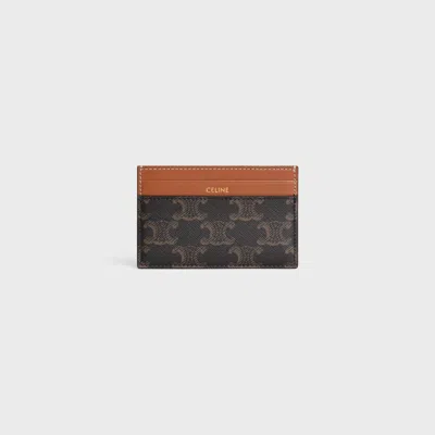 Celine Logo-stamped Monogram Card Case In Brown