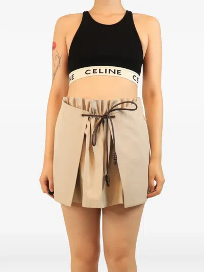 Pre-owned Celine Logo-underband Athletic-rib Crop Top In Neutrals