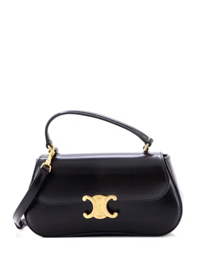 Pre-owned Celine Lola Triomphe Top Handle Bag Leather Teen Satchel In Black