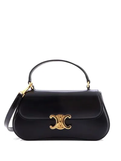 Pre-owned Celine Lola Triomphe Top Handle Bag Leather Teen Satchel In Black