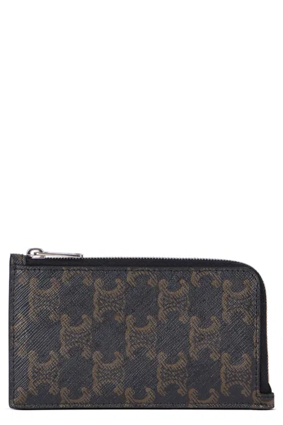 Celine Long Card Holder In Triomphe Fabric In Multi