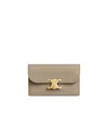 Celine Long Card Holder With Flap Triomphe In Shiny Calfskin In Green