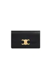 Celine Long Card Holder With Flap Triomphe  In Shiny Calfskin