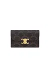 Celine Long Card Holder With Flap Triomphe  In Triomphe Canvas In Brown