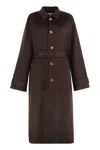 Celine Long Coat In Cashmere In Brown
