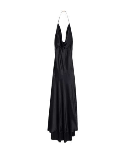 Celine Long Dress With Pleated Details In Black