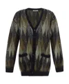 Celine Long Embroidered Cardigan With Brushed Mohair In Black