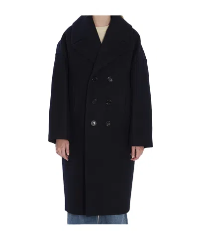Celine Long Peacoat In Blue