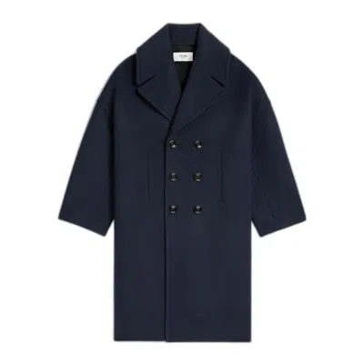 Celine Long Peacoat In Blue