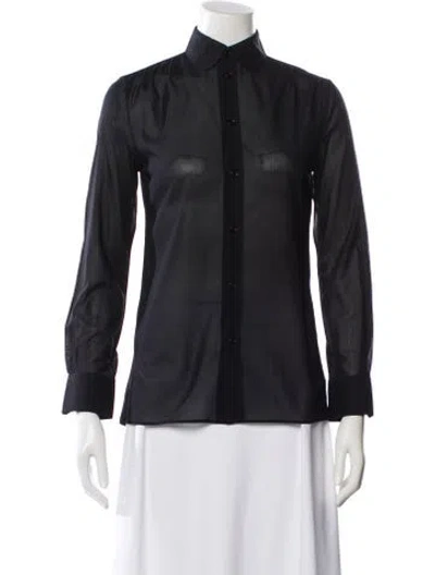 Pre-owned Celine Long Sleeve Blouse In Gray