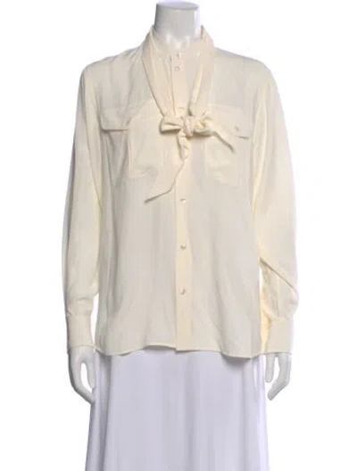 Pre-owned Celine Long Sleeve Blouse W/ Tags In Neutral