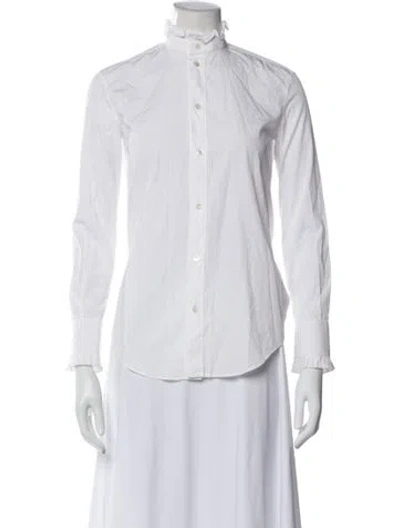 Pre-owned Celine Long Sleeve Blouse In White