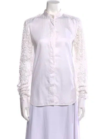 Pre-owned Celine Long Sleeve Button-up Top In White