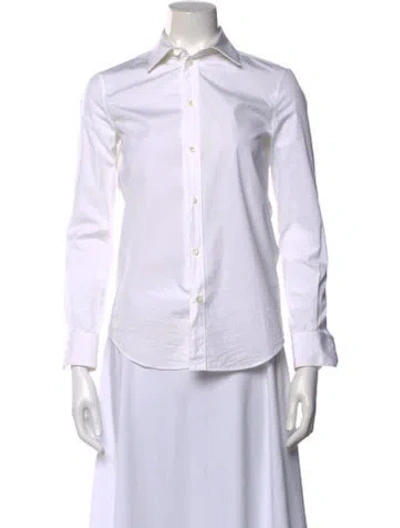 Pre-owned Celine Long Sleeve Button-up Top In White