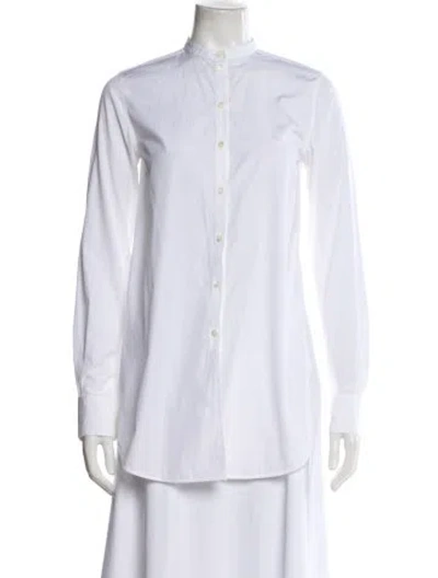 Pre-owned Celine Long Sleeve Button-up Top In White