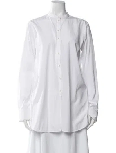 Pre-owned Celine Long Sleeve Button-up Top In White