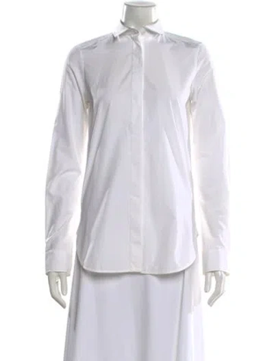 Pre-owned Celine Long Sleeve Button-up Top In White