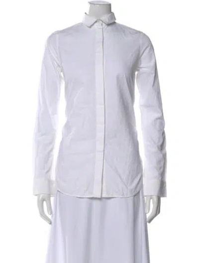 Pre-owned Celine Long Sleeve Button-up Top In White