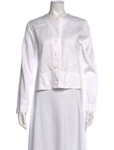 Pre-owned Celine Long Sleeve Button-up Top In White